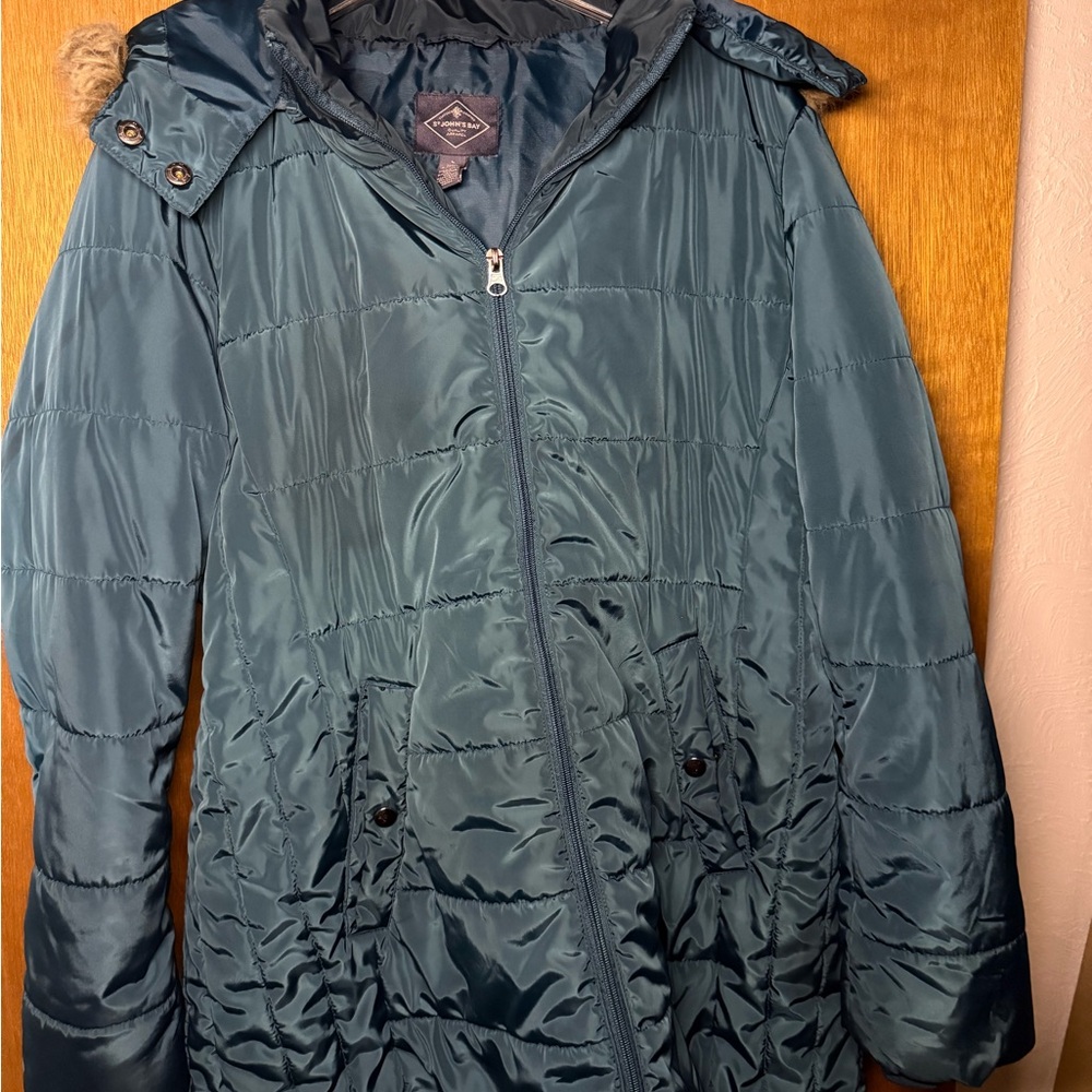 St. John's Bay Dark Teal Puffer Jacket
